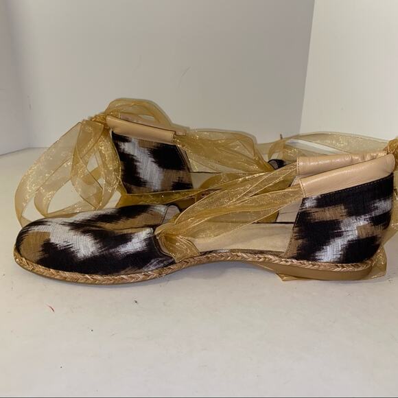 STUART WEITZMAN ribbon lace up espadrille ballet flats 7.5 - Picture 2 of 7